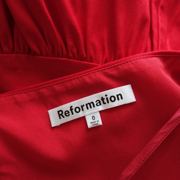 Reformation Analise Red Poplin  Dress - Picture 7 of 8